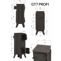 FARM MDLT - Poêle à bois vintage datene 7,5 kw en acier 33x41x71 cm