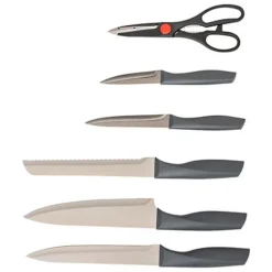 FIVE SIMPLY SMART - Bloc 5 couteaux avec ciseaux "néo" 36cm gris