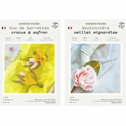 FRENCH KITS - Coffret diy papier - mariage - 2 barrettes florales + 1 boutonnière
