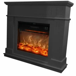 FUEGO - Cheminee electrique murale 1500 w antracite mdf effet flamme 3d