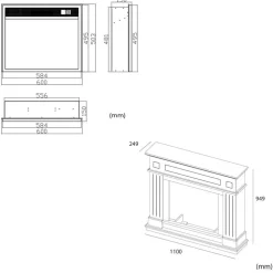 FUEGO - Cheminee electrique murale turquoise en mdf pour interieur contemporain