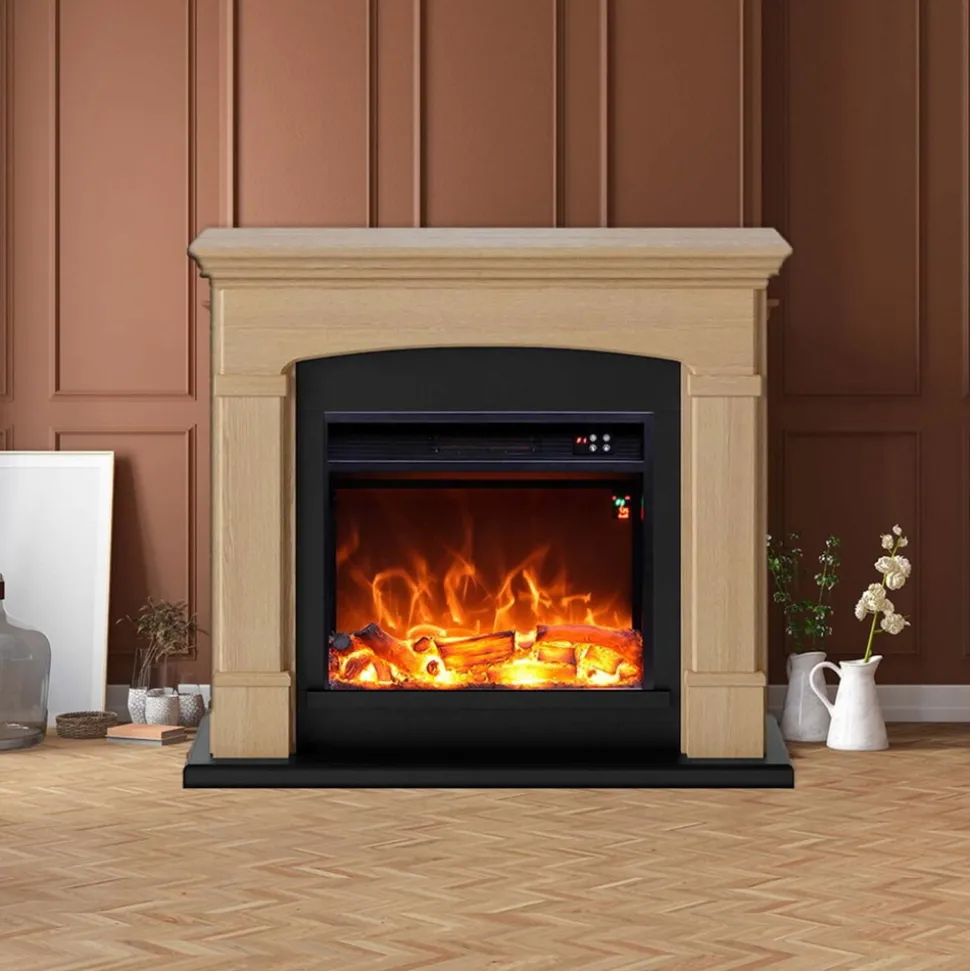 FUEGO - Cheminee murale 1500w caminetto fuego monica oak