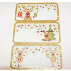 GLOBAL GIFT - 12 étiquettes adhésives de noël - rennes