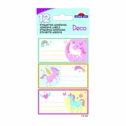 GLOBAL GIFT - 24 étiquettes adhésives scolaires - rectangle - licornes magiques