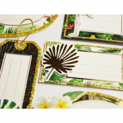 GLOBAL GIFT - 8 étiquettes autocollantes cadeaux - tropical - paillettes