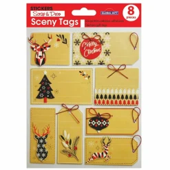 GLOBAL GIFT - 8 étiquettes cadeaux autocollantes - noël scandinave kraft