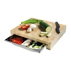 GÉNÉRIQUE - Lacor planche à découper bois 41,5 x 34 cm + bac inox - 60592