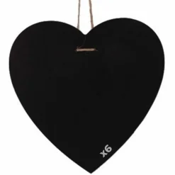 GRAINE CRÉATIVE - 6 ardoises coeur à suspendre 23 x 23 cm