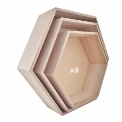 GRAINE CRÉATIVE - 5 blocs de 3 étagères hexagonales en bois