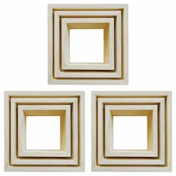 GRAINE CRÉATIVE - 3 blocs de 3 petites étagères carrées en bois 22, 18 et 14 cm