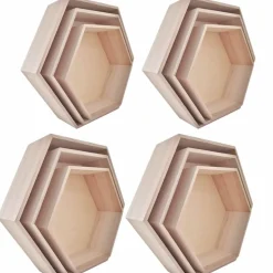 GRAINE CRÉATIVE - 4 blocs de 3 étagères hexagonales en bois