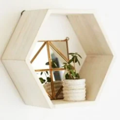 GRAINE CRÉATIVE - 2 blocs de 3 étagères hexagonales en bois 30-40 cm