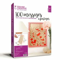 GRAINE CRÉATIVE - 2 cadres en bois personnalisables 30 x 42 cm - 100 messages coeurs