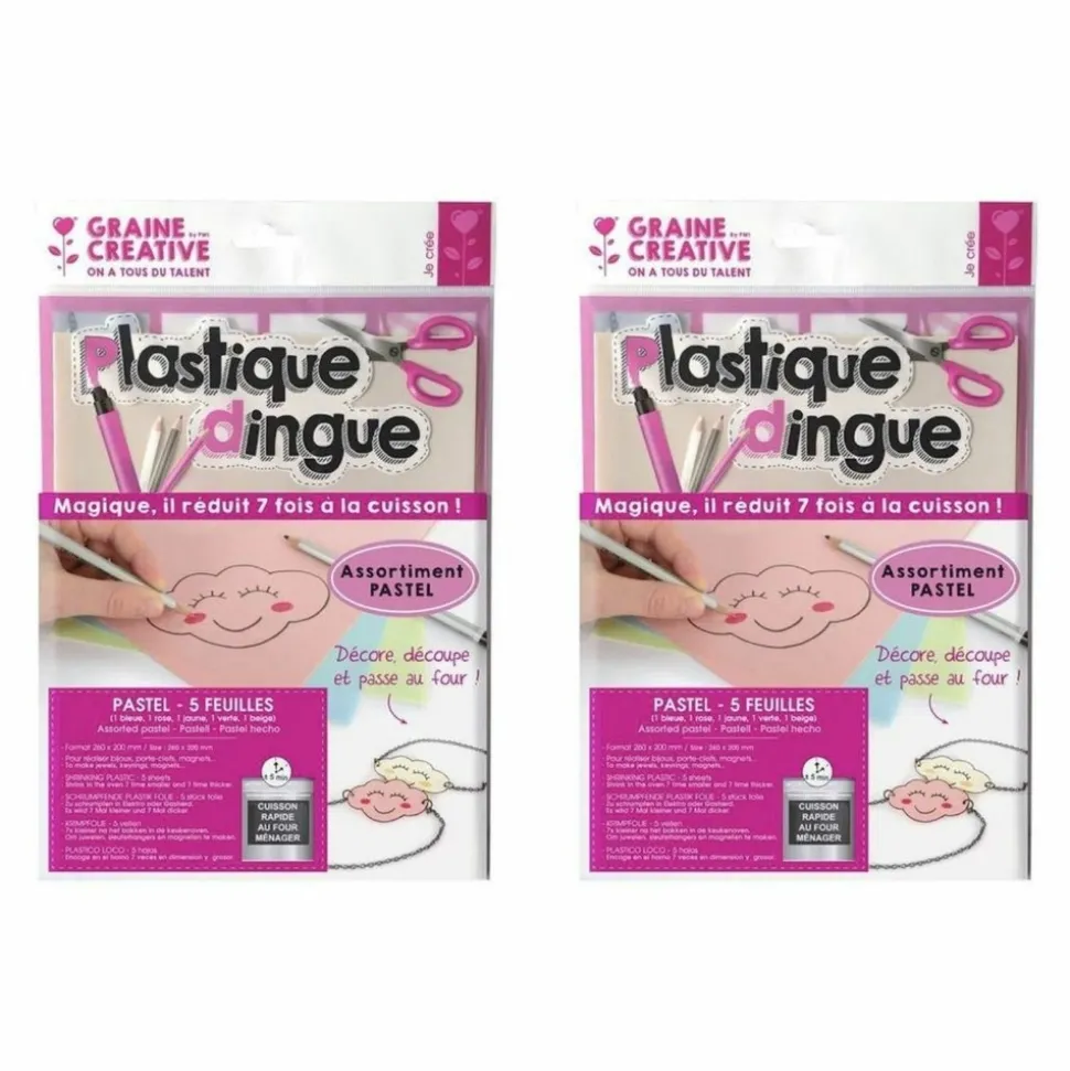 GRAINE CRÉATIVE - 10 feuilles de plastique fou 26,2 x 20,2 cm - couleurs pastel