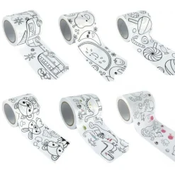 GRAINE CRÉATIVE - 6 masking tapes larges à colorier 4,6 cm x 5 m