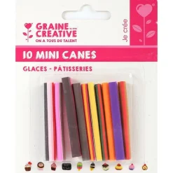 GRAINE CRÉATIVE - 10 mini canes pâte polymère à trancher 5 x 0,5 cm - desserts
