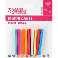 GRAINE CRÉATIVE - 10 mini canes pâte polymère à trancher 5 x 0,5 cm - n& étoiles