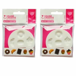 GRAINE CRÉATIVE - 2 moules en silicone gourmandises pour pâte polymère
