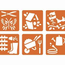 GRAINE CRÉATIVE - 6 pochoirs jardinage - 14,5 x 14,5 cm