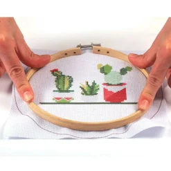 GRAINE CRÉATIVE - Coffret mon cercle en bois à broder ø 15,5 cm - cactus