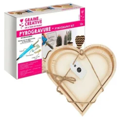 GRAINE CRÉATIVE - Coffret pyrogravure + 2 plateaux bois cà décorer