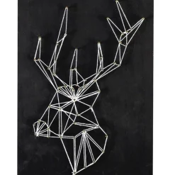 GRAINE CRÉATIVE - Coffret string art - tableau noir cerf art filaire 30 x 22 cm