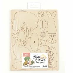 GRAINE CRÉATIVE - Décor en bois à monter soi-même lapins et nature 22,5 x 17,5 x 0,2 cm