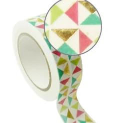 GRAINE CRÉATIVE - Masking tape doré 1,5 cm x 10 m - gros triangles multicolores