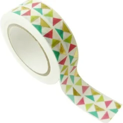 GRAINE CRÉATIVE - Masking tape doré 1,5 cm x 10 m - gros triangles multicolores