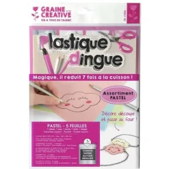 GRAINE CRÉATIVE - Plastique fou 5 feuilles 26,2 x 20,2 cm - couleurs pastel