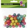 GRAINE CRÉATIVE - Sachet de 50 perles assorties, en bois Ø 15 mm (trou 4mm)