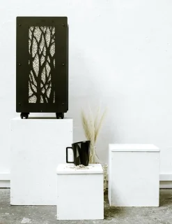 GRANULEBOX - Rangement à granulés de bois 55Kg avec accessoires modèle arbre noir