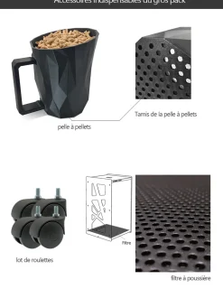 GRANULEBOX - Rangement à granulés de bois 55Kg avec accessoires modèle arbre noir