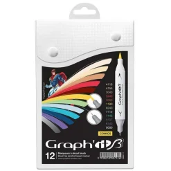 GRAPH'IT - Set 12 marqueurs graph'it brush & extra fine - comics