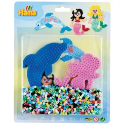 HAMA - Jeu créatif-Midi blister GM plqs Sirene, Dauphin