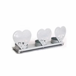 HEART OF THE HOME - Photophore de noël coeurs natural - 3 bougies - blanc