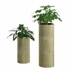 HELLOSHOP26 - Ensemble lot pots bacs de fleur set cache pot vases doré noir