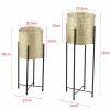 HELLOSHOP26 - Set de 2 supports de plante ensemble cache-pot pot de fleur bac à fleurs vase métal tailles différentes noir doré