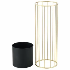 HELLOSHOP26 - Set de 2 supports de plante ensemble cache-pot pot de fleur bac à fleurs vase métal tailles différentes doré noir