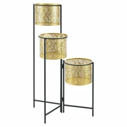 HELLOSHOP26 - Support de plante (à 3 cache-pots) verrebroek métal laiton noir