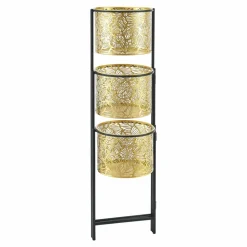 HELLOSHOP26 - Support de plante (à 3 cache-pots) verrebroek métal laiton noir
