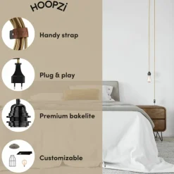 HOOPZI - Luminaire corde bala fil électrique - coton pied-de-poule