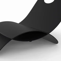 IDMARKET - Panier range bûches demi lune 40 x 30 x 25 cm en acier noir