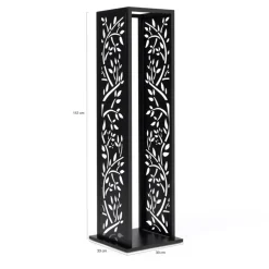 IDMARKET - Range bûche vertical acier noir motif arbre h.112 cm