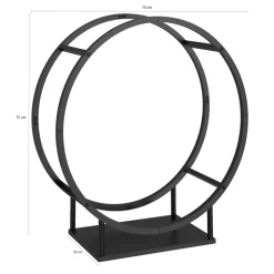 IDMARKET - Range bûches rond 70 x 30 x 75 cm étagère à bois en acier noir