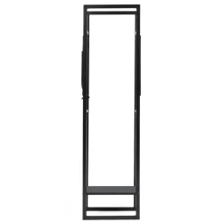 IDMARKET - Range bûches vertical acier noir avec étagère et accessoires h. 170 cm pour cheminée