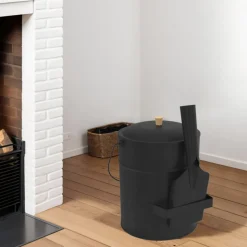 IDMARKET - Seau à cendres 15 l avec pelle et couvercle