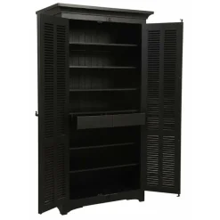 INTERIOR'S - Armoire 2 portes penderie bois noir - vénitiennes interior's