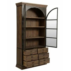 INTERIOR'S - Bibliothèque vitrée 2 portes bois marron - manufacture interior's