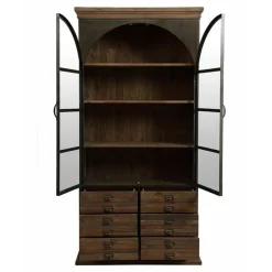 INTERIOR'S - Bibliothèque vitrée 2 portes bois marron - manufacture interior's